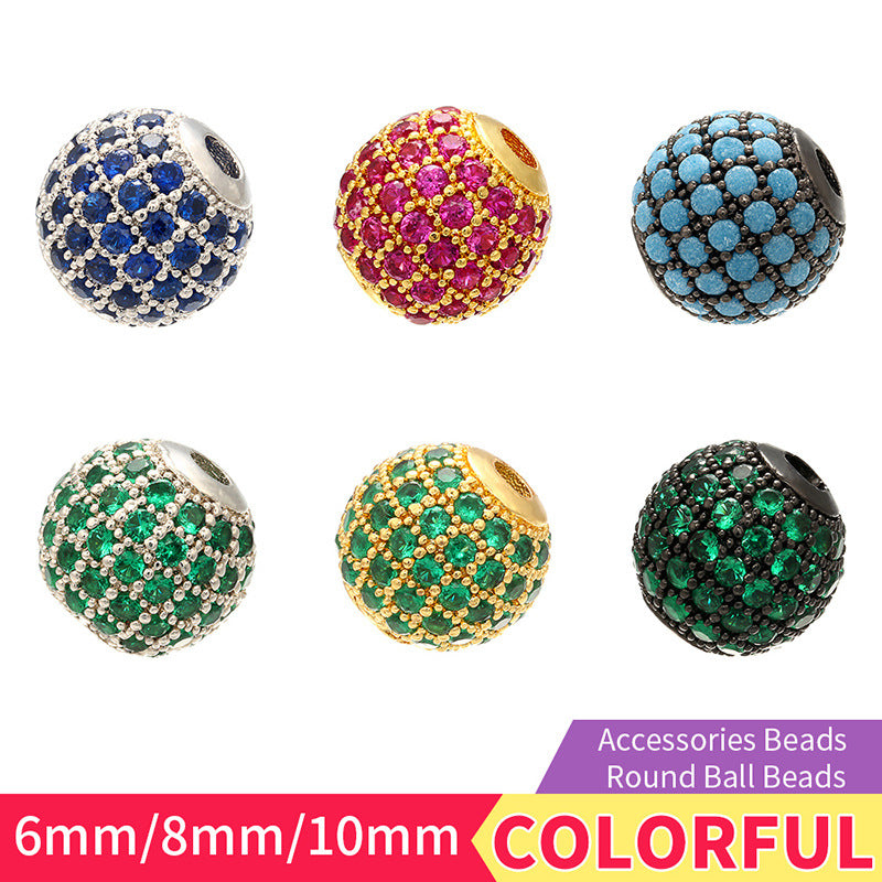 Wholesale Copper Micro Inlaid Diamond Ball Beads